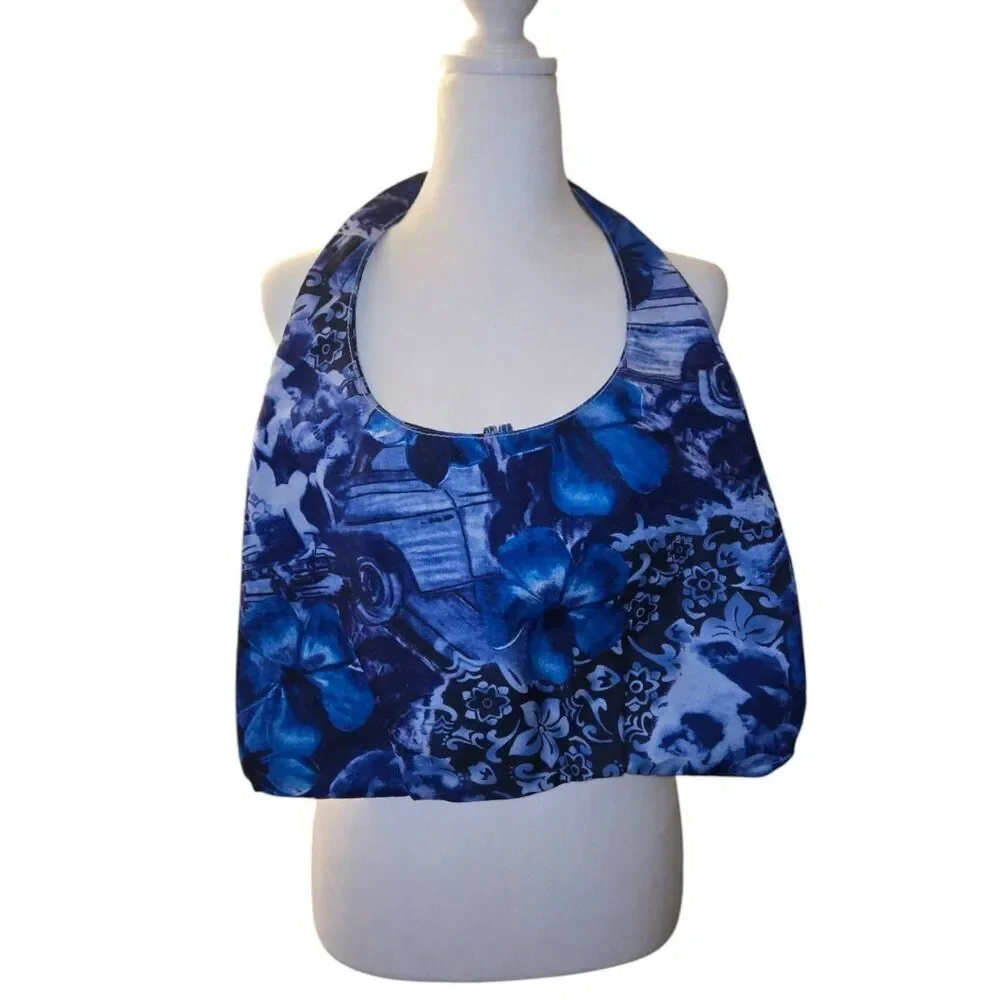 Authentic Fitness Women's Blue Floral Lightweight Hobo Bag